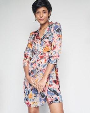 women floral print wrap dress