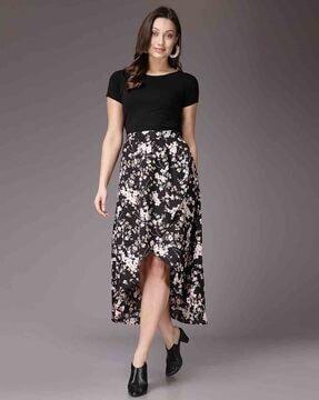 women floral print wrap skirt