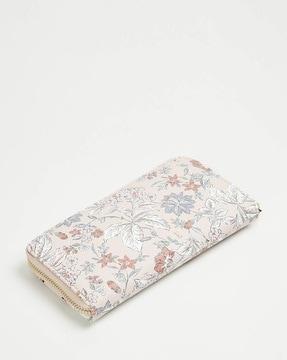 women floral print zip-around wallet