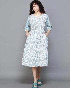 women floral printed a-line dress