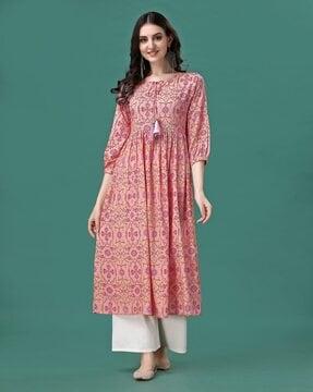 women floral printed flared kurta