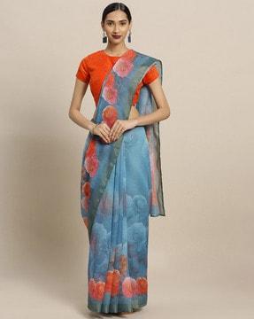 women floral printed saree