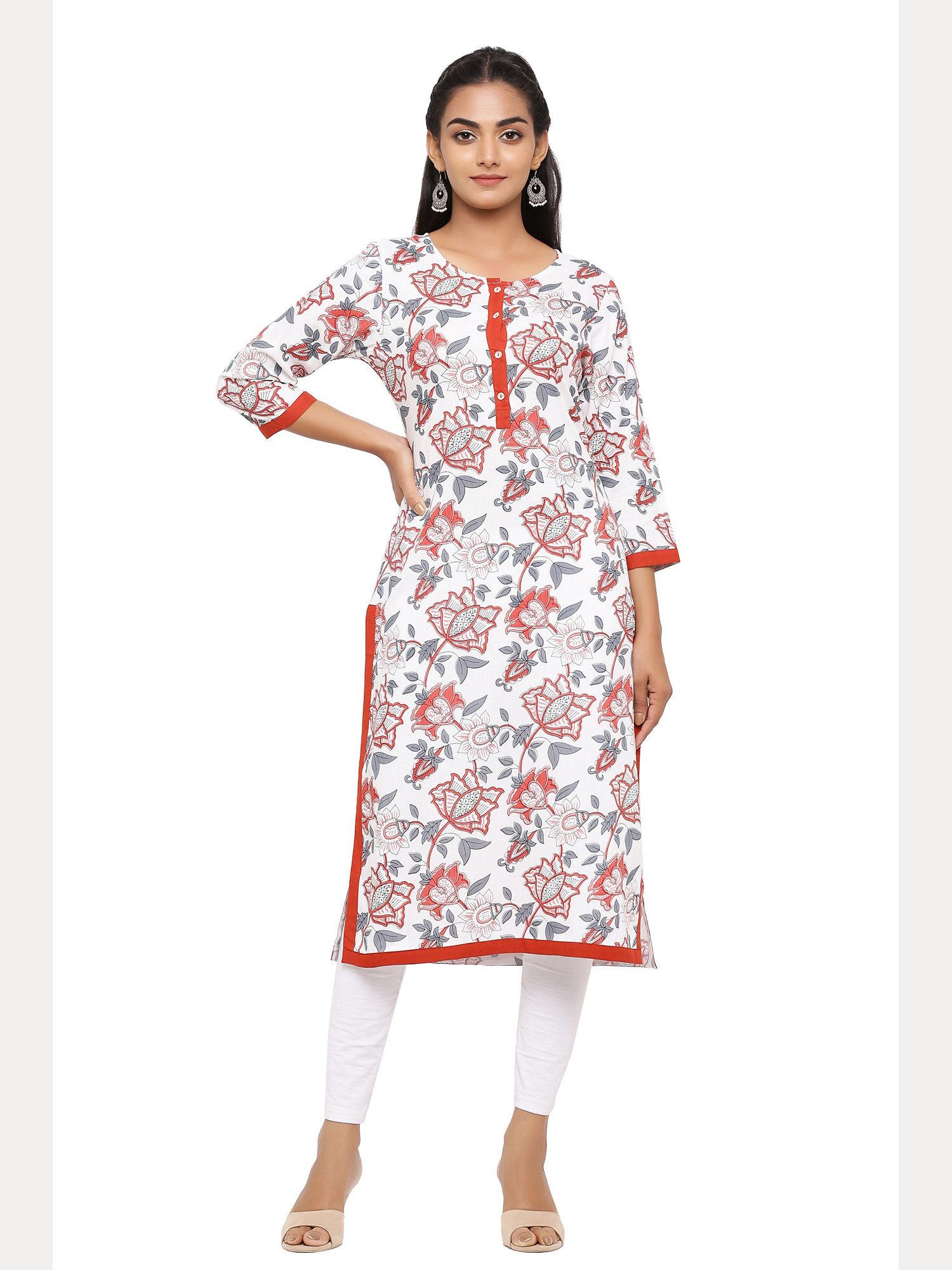 women floral printed straight fit kurta