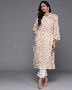 women floral printed straight kurta