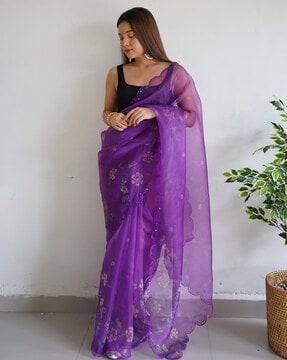 women floral saree with blouse piece