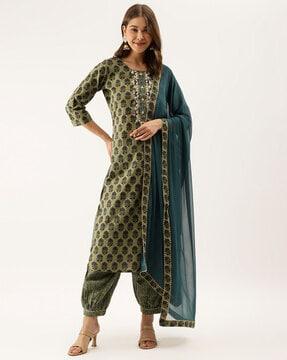 women floral straight kurta set