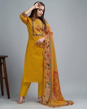 women floral straight kurta set