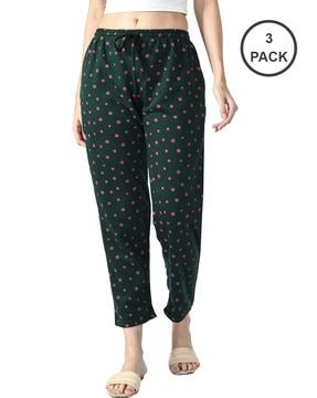 women floral track pants with drawstrings