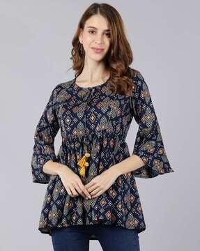 women floral tunic with round neck