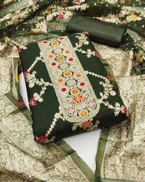 women floral woven 3-piece unstitched dress material