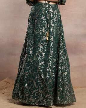 women floral woven a-line skirt
