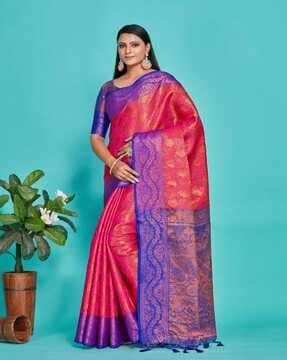 women floral woven art silk saree