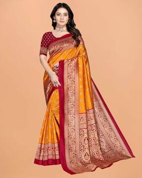 women floral woven art silk saree