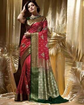 women floral woven art silk saree