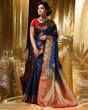 women floral woven art silk saree