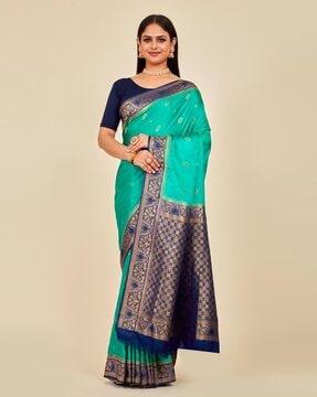 women floral woven art silk saree