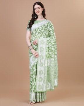 women floral woven art silk saree