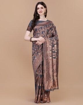 women floral woven art silk saree