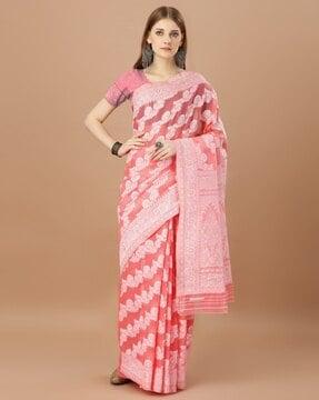 women floral woven art silk saree