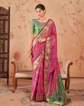 women floral woven art silk saree