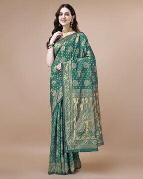 women floral woven banarasi art silk saree