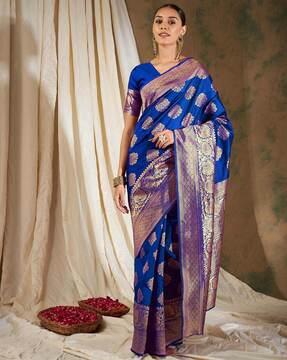 women floral woven banarasi silk saree