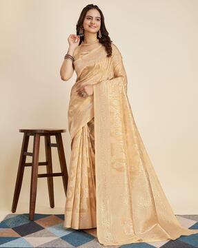 women floral woven banarasi silk saree