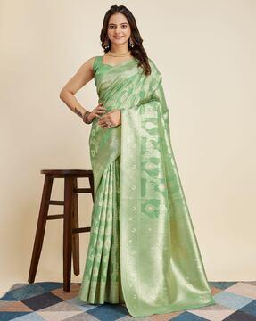 women floral woven banarasi silk saree