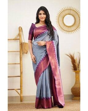 women floral woven banarasi silk saree