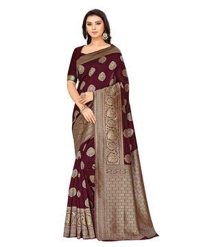 women floral woven banarasi silk saree