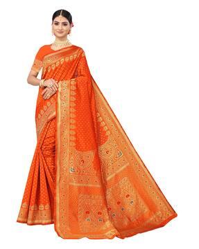 women floral woven banarasi silk saree