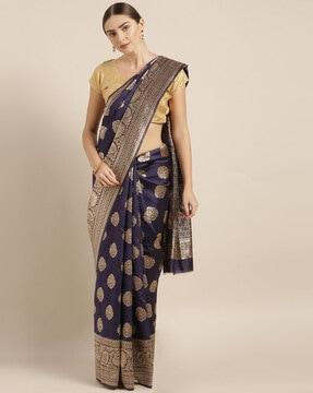 women floral woven banarasi silk saree