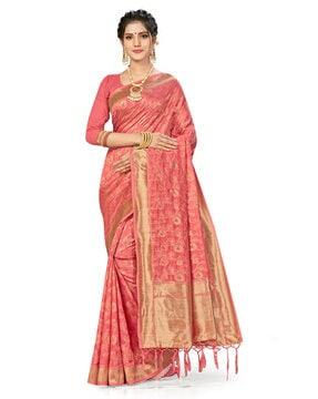 women floral woven banarasi silk saree