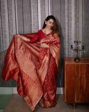 women floral woven banarasi silk saree