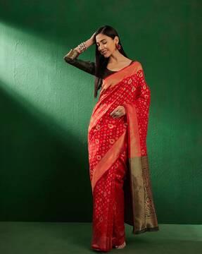 women floral woven banarasi silk saree