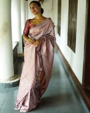 women floral woven banarasi silk saree