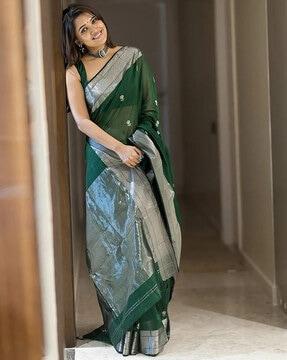 women floral woven banarasi silk saree