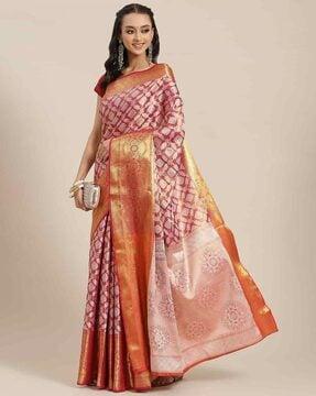 women floral woven brocade saree