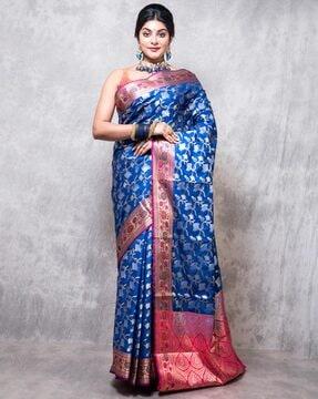 women floral woven cotton saree