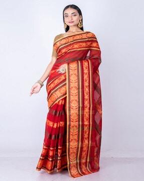 women floral woven cotton saree