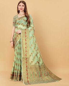 women floral woven cotton saree