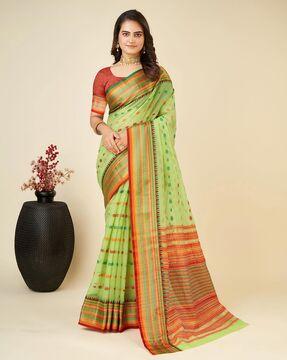 women floral woven cotton silk saree