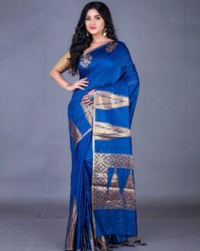 women floral woven cotton silk saree