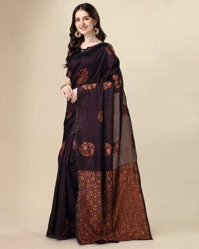 women floral woven jacquard saree