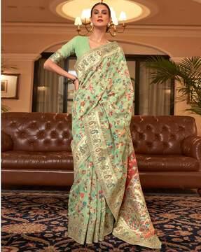 women floral woven kanjeevaram silk saree