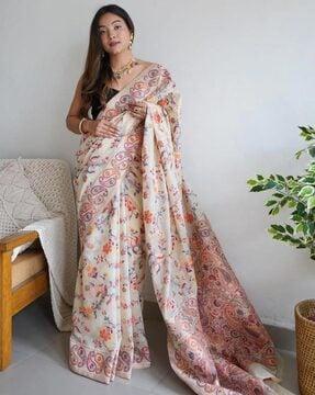 women floral woven kanjeevaram silk saree