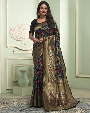 women floral woven kanjeevaram silk saree