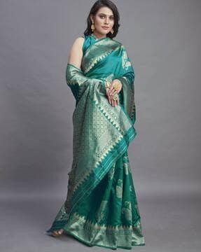 women floral woven kanjeevaram soft silk saree