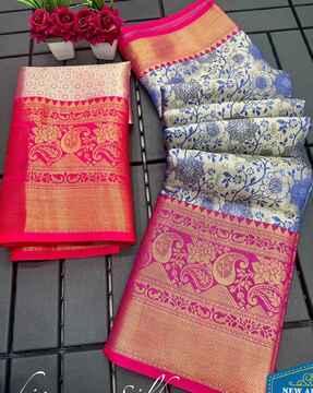 women floral woven kanjivaram pure silk saree