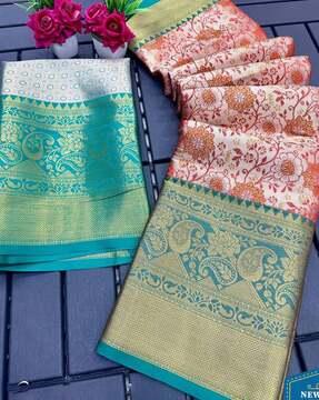 women floral woven kanjivaram pure silk saree